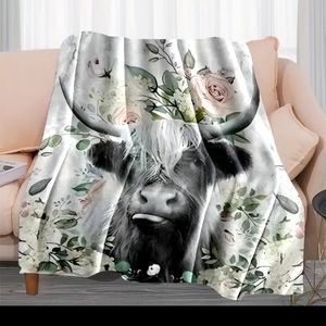 Highland cow fleece blanket